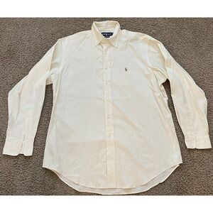 Ralph Lauren Mens Yarmouth‎ Dress Shirt 16 1/2 35 Yellow Cotton Long Sleeve